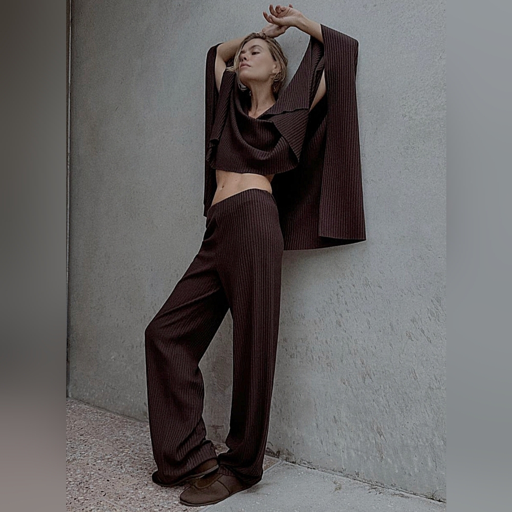 ZARA BROWN RIBBED CAPE TOP 🤎🤎🤎